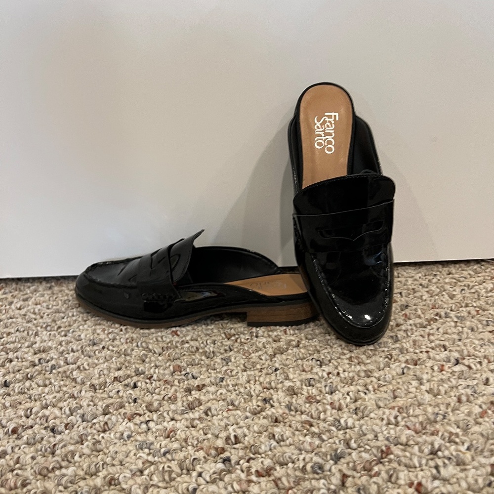 Franco Sarto mule loafers black patent leather. Size 7 - Picture 2 of 4